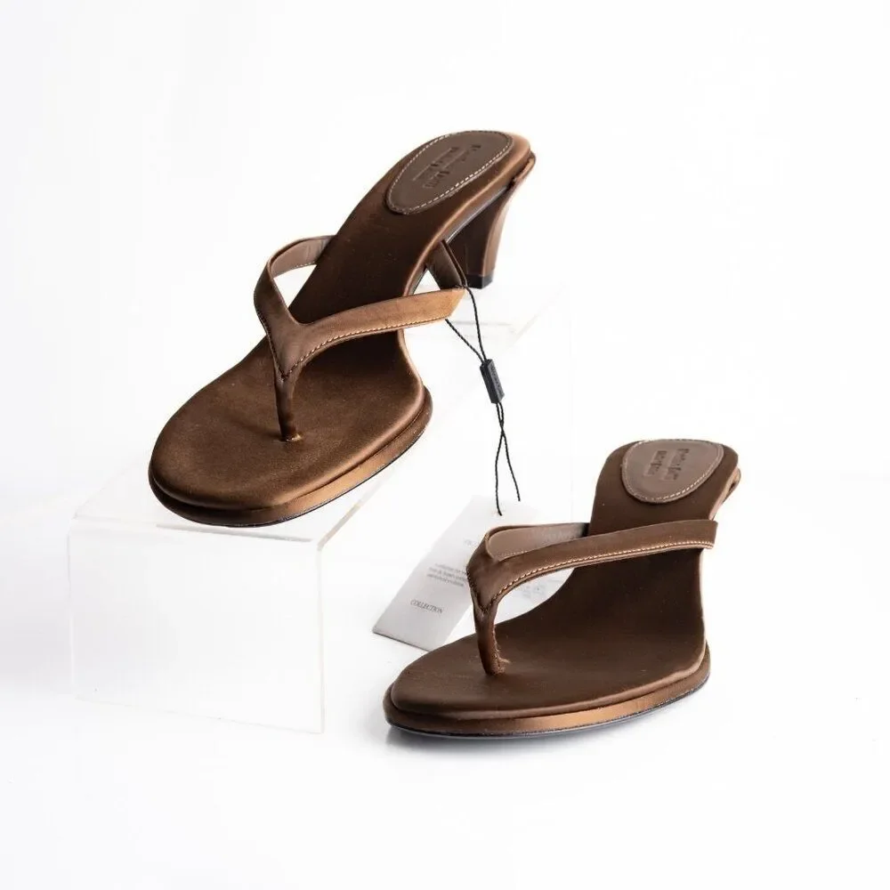 Massimo Dutti Womens Satin Heeled Sandals Copper Bronze US 8 EU 39 NWB LimitedEd - Picture 1 of 9